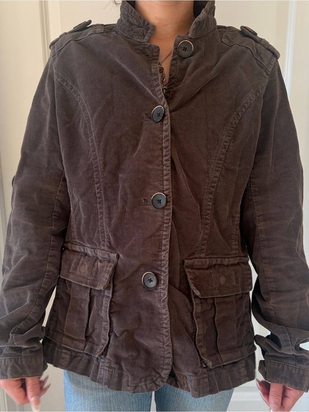 Eddie Bauer Corduroy Utility Jacket in Dark Brown